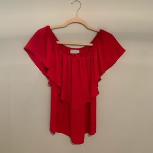 Off the shoulder red top!